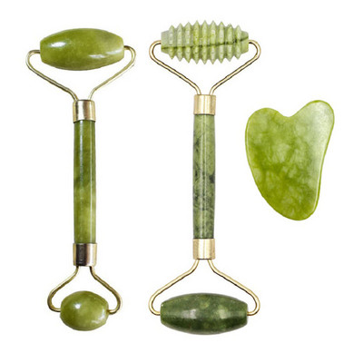 Rolă de masaj facial Guasha Board Capete duble Piatră de jad Lifting facial Relaxare corporală a pielii Slăbire Frumusețe Gât Lifting subțire