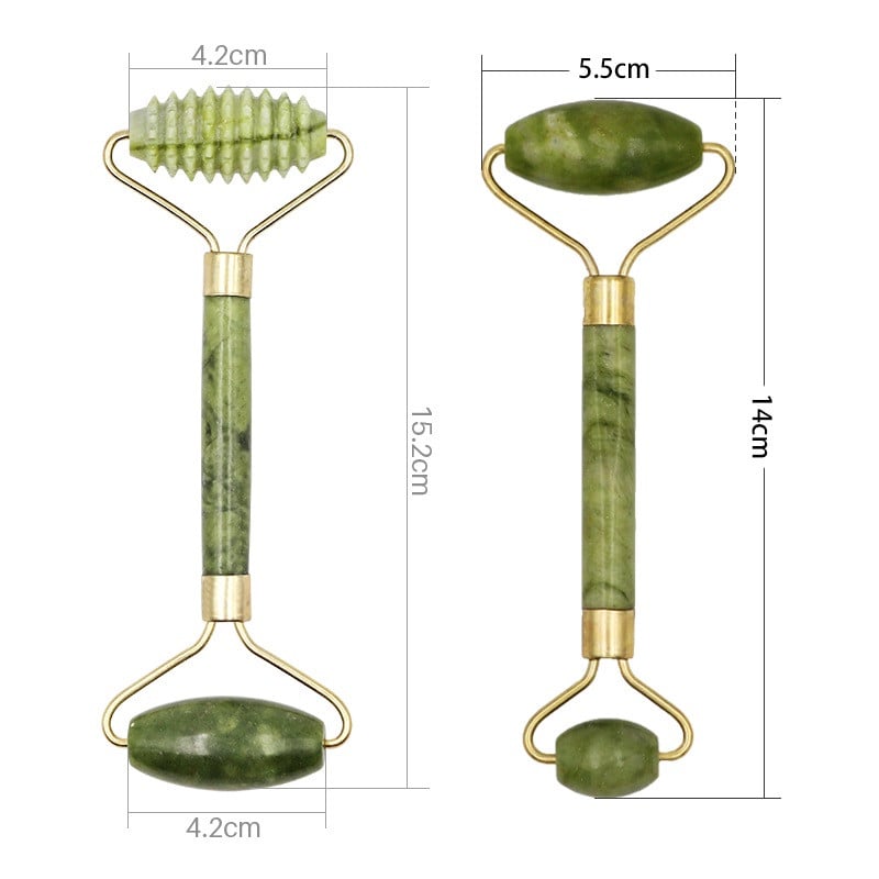 Arcmasszázs görgő Guasha Board Dupla fejek Jade Stone Face Lift Test Bőr Relaxáció Karcsúsítás Szépség Nyak Vékony Lift