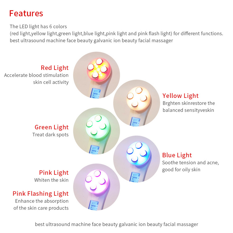 5-AZ 1-ben RF rádiófrekvenciás EMS elektroporációs LED Photon Beauty Device Skin Lifting Tighten Ránctalanító Bőrápoló Arcmasszírozó