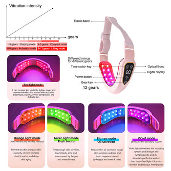 Νέο V-σχήμα V Facial Massager V-Line Up Lift Belt Facial Lifting Machine LED Photon Therapy Vibration Massage Double Chin Reducer