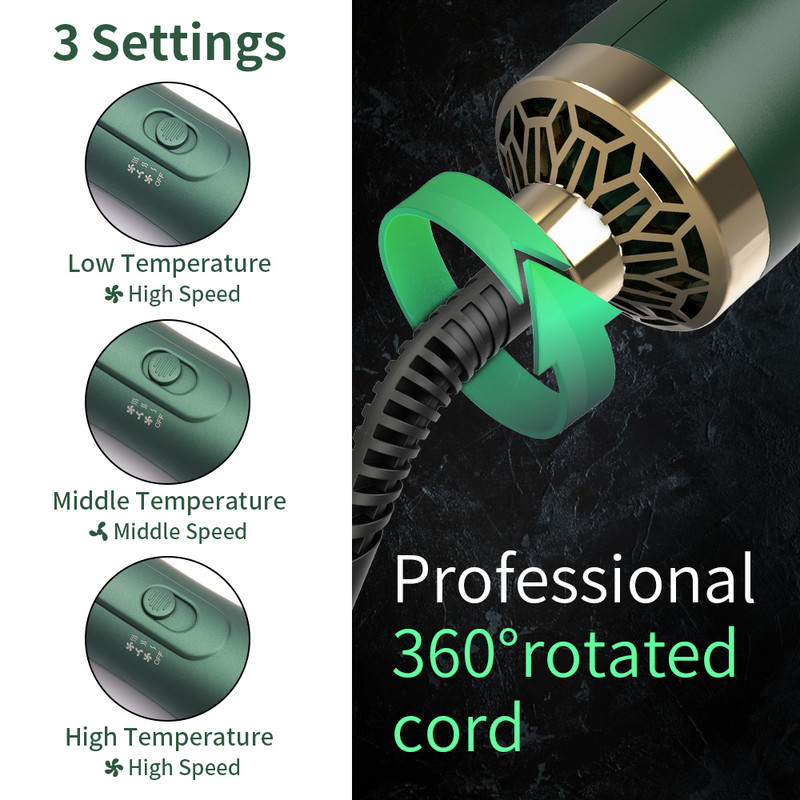 Atnaujintas karšto oro šepetys vieno žingsnio plaukų džiovintuvas ir plaukų formavimo tūrį suteikiantis 3 viename su jonų generatoriaus salono plaukų tiesinimo suktukų šukomis