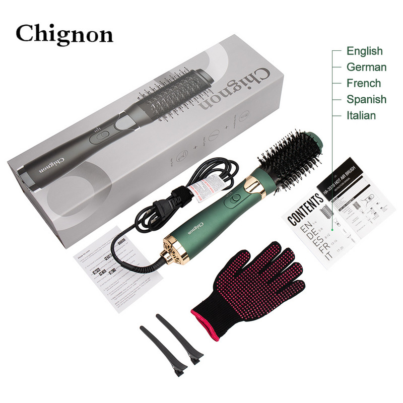 Atnaujintas karšto oro šepetys vieno žingsnio plaukų džiovintuvas ir plaukų formavimo tūrį suteikiantis 3 viename su jonų generatoriaus salono plaukų tiesinimo suktukų šukomis