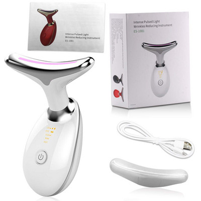 HSKOU Neck Face Beauty Device 3 Colors LED Photon Therapy Bőrfeszesítő Csökkenti Dupla állát Ránctalanító Eltávolítás Bőrápoló eszközök