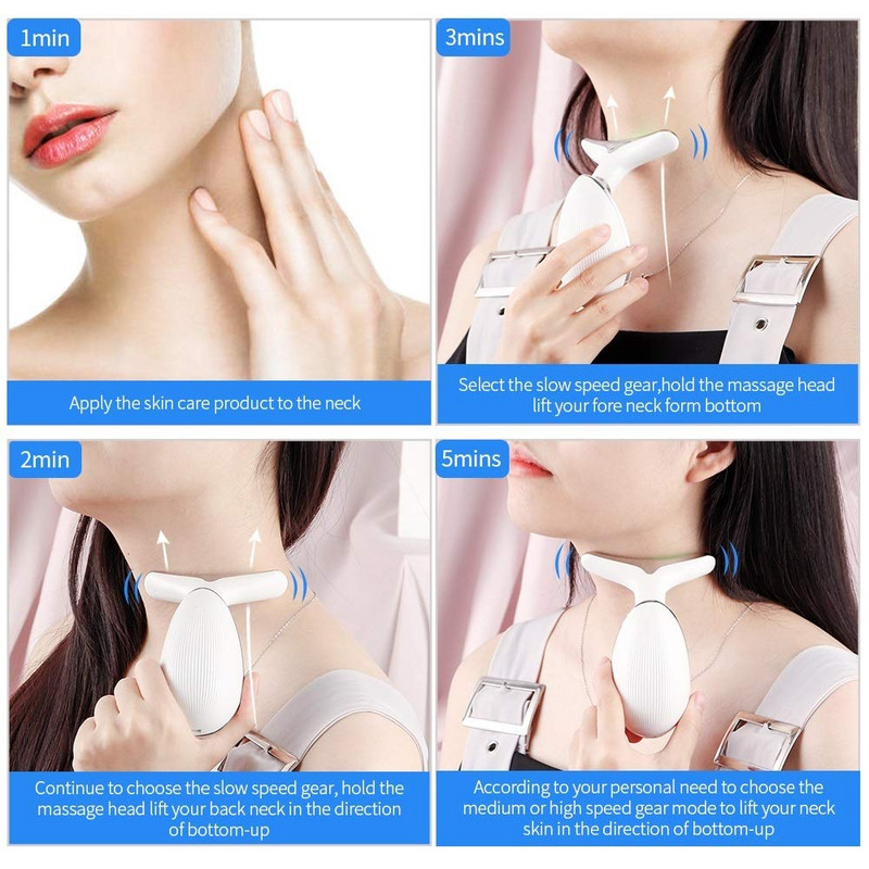 HSKOU Neck Face Beauty Device 3 Colors LED Photon Therapy Bőrfeszesítő Csökkenti Dupla állát Ránctalanító Eltávolítás Bőrápoló eszközök