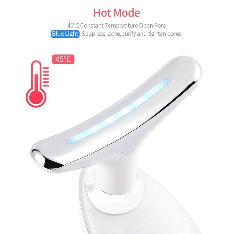 HSKOU Neck Face Beauty Device 3 Colors LED Photon Therapy Bőrfeszesítő Csökkenti Dupla állát Ránctalanító Eltávolítás Bőrápoló eszközök