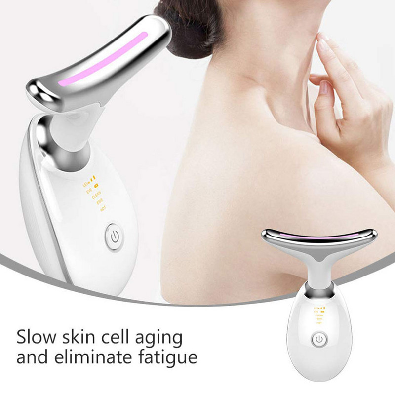 HSKOU Neck Face Beauty Device 3 Colors LED Photon Therapy Bőrfeszesítő Csökkenti Dupla állát Ránctalanító Eltávolítás Bőrápoló eszközök