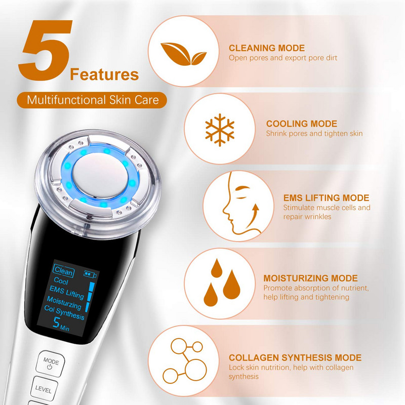 EMS Hot Cool arcmasszírozó LED foton fényterápiás bőrápoló eszköz eszköz Arc emelő Tighten Sonic Massage Beauty Machine 92