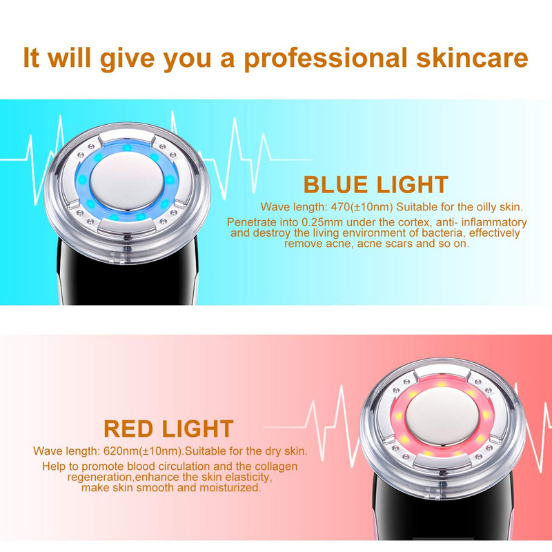 EMS Hot Cool arcmasszírozó LED foton fényterápiás bőrápoló eszköz eszköz Arc emelő Tighten Sonic Massage Beauty Machine 92