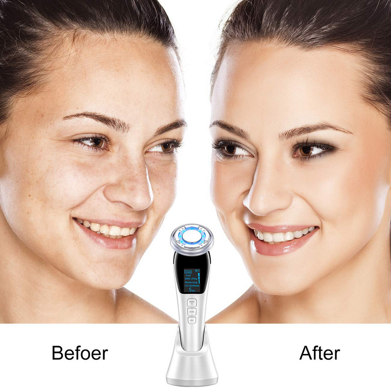 EMS Hot Cool arcmasszírozó LED foton fényterápiás bőrápoló eszköz eszköz Arc emelő Tighten Sonic Massage Beauty Machine 92