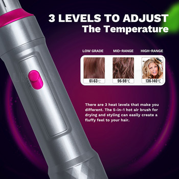 Βούρτσα πιστολάκι μαλλιών 5 σε 1 Στεγνωτήρας μαλλιών Hair Styler Hot Air Comb Πιστολάκι μαλλιών One Step και Volumizer Blower Brush Βούρτσα μαλλιών Στεγνωτήρας μαλλιών