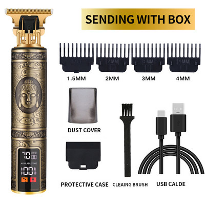 Electric Barber T9 Upgrade LCD Reîncărcabilă Retro Oil Head Sculpt Electric Push Shear Mașină de tuns păr pubian pentru femei