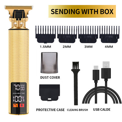 Electric Barber T9 Upgrade LCD Reîncărcabilă Retro Oil Head Sculpt Electric Push Shear Mașină de tuns păr pubian pentru femei