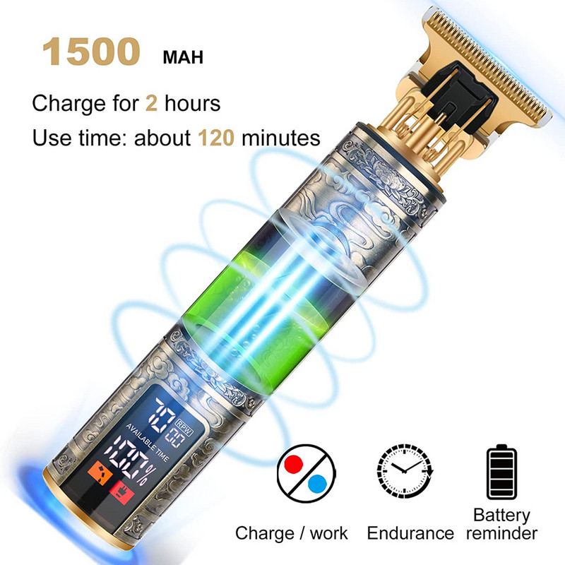 Electric Barber T9 Upgrade LCD Reîncărcabilă Retro Oil Head Sculpt Electric Push Shear Mașină de tuns păr pubian pentru femei