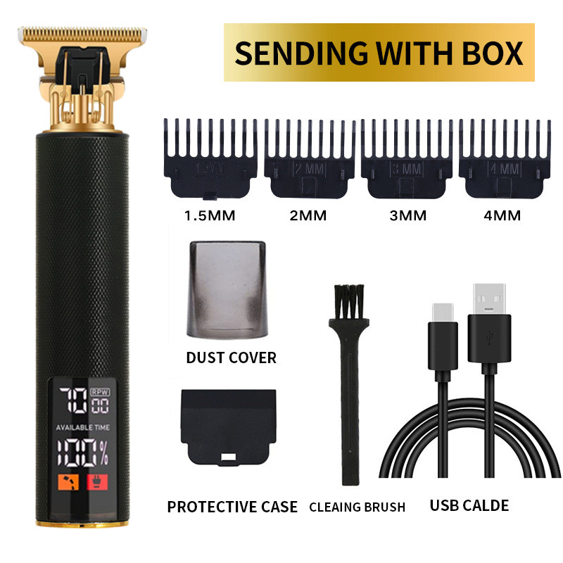 Electric Barber T9 Upgrade LCD Reîncărcabilă Retro Oil Head Sculpt Electric Push Shear Mașină de tuns păr pubian pentru femei