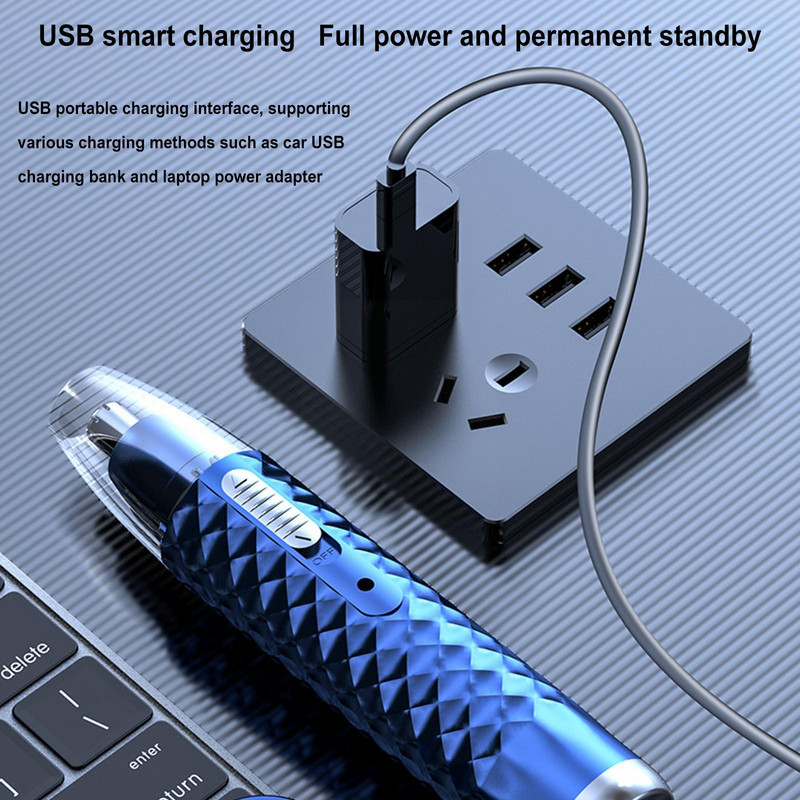 2 In I elektromos borotválkozó orr-fülvágó USB újratölthető orr-szőrvágó férfiaknak borotválkozó szőrtelenítő borotvaszakáll H0Y6