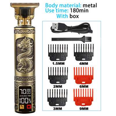 Vintage T9 električni aparat za šišanje, profesionalni stroj za šišanje, muški brijač, trimer za muškarce, stroj za šišanje brade, metalni USB