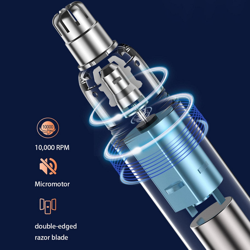 Elektrinės nosies plaukų kirpimo priemonės Nešiojamos nosies ir ausų kirpimo priemonės ir valiklis įkraunamas apsauginis skustuvas Ausų plaukų nosis Y2S4