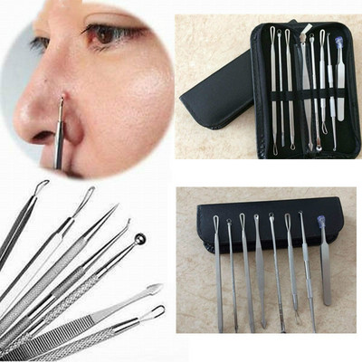 7/8 gab. Nerūsējošā tērauda melngalvju noņemšanas rīku komplekts Whitehead Pimple Spot Comedone Acne Extractor Remover Poppper Face Tools Kit