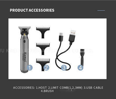 Kemei Hair Liners Clippers Men Beard Trimmer Zero Gapped T-Blade Hair cutting Machine Cordless Professional Barber Edgers Cutter