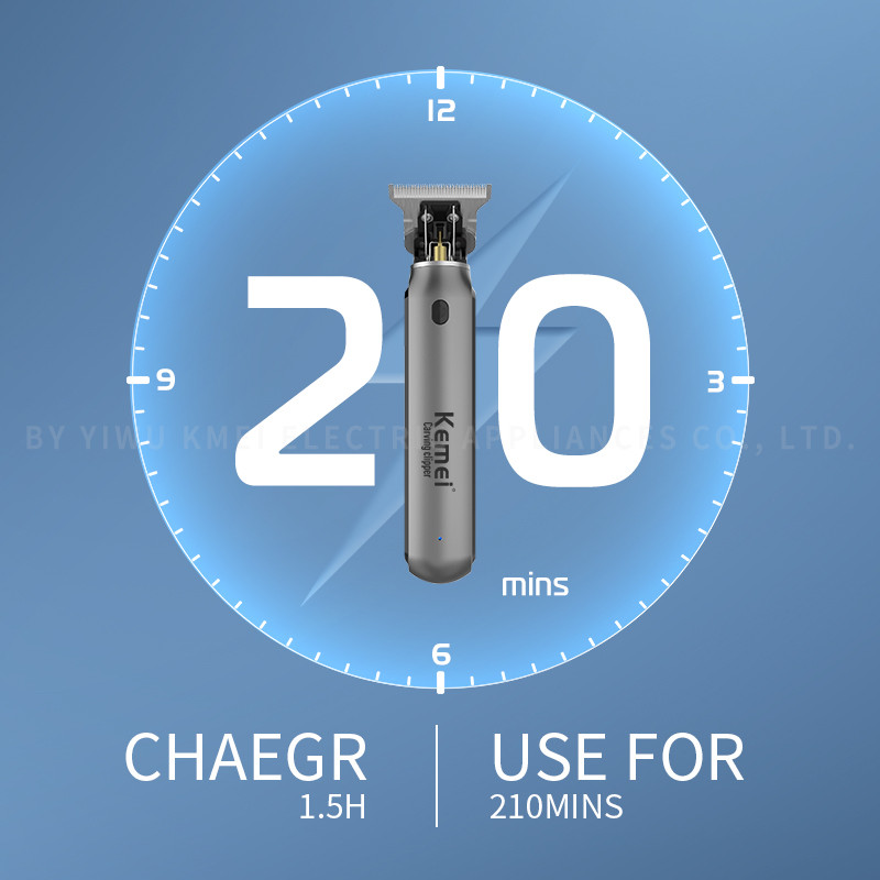 Kemei Hair Liners Clippers Men Beard Trimmer Zero Gapped T-Blade Hair cutting Machine Cordless Professional Barber Edgers Cutter