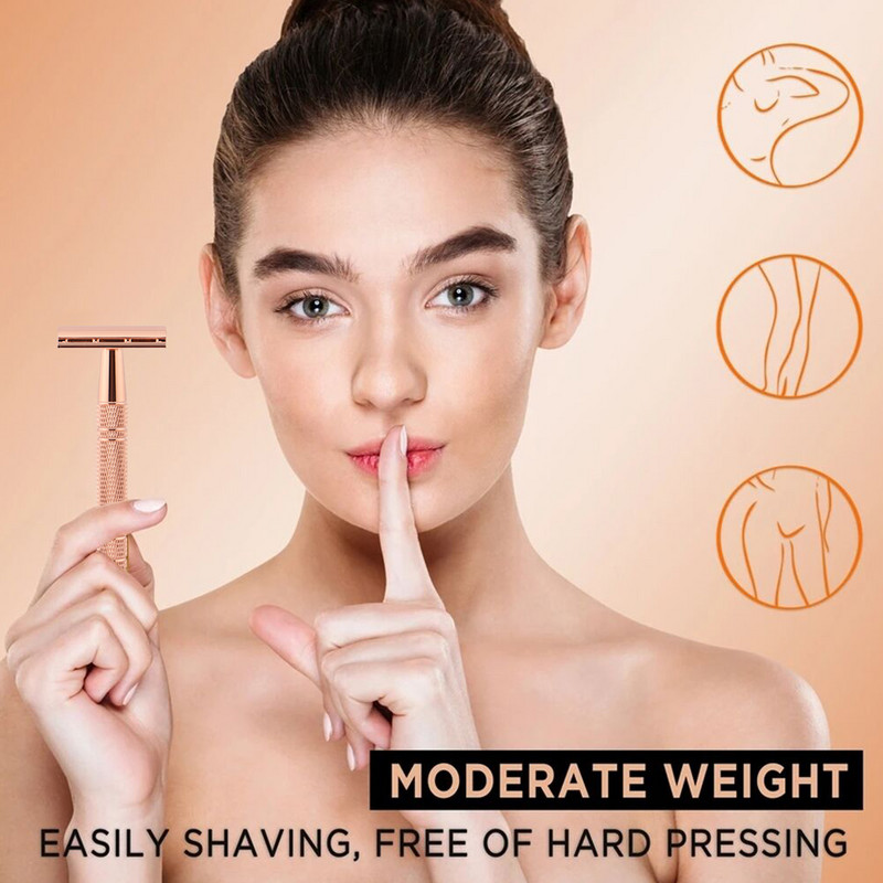 HAWARD Rose Gold pardel, klassikaline kahe servaga pardel meeste raseerimiseks ja naiste karvade eemaldamiseks, 10 raseerimistera, käsitsi pardel