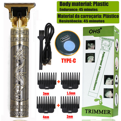 Dragon USB Vintage t9 0mm Hajvágó gép Trimmer For Man Elektromos Professzionális Hajvágó Barber Akkus szakáll Tondeuse