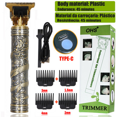 Dragon USB Vintage t9 0mm Hajvágó gép Trimmer For Man Elektromos Professzionális Hajvágó Barber Akkus szakáll Tondeuse