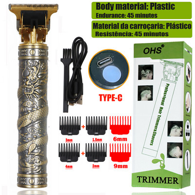 Dragon USB Vintage t9 0mm Hajvágó gép Trimmer For Man Elektromos Professzionális Hajvágó Barber Akkus szakáll Tondeuse