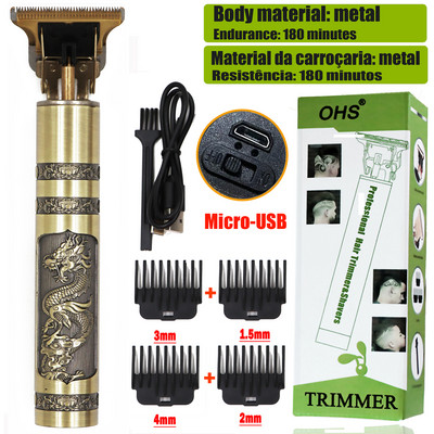 Dragon USB Vintage t9 0mm Hajvágó gép Trimmer For Man Elektromos Professzionális Hajvágó Barber Akkus szakáll Tondeuse