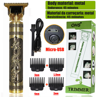 Dragon USB Vintage t9 0mm Hajvágó gép Trimmer For Man Elektromos Professzionális Hajvágó Barber Akkus szakáll Tondeuse