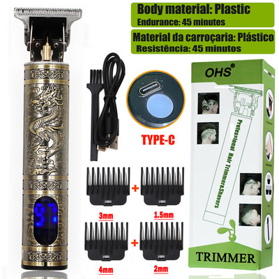 Dragon USB Vintage t9 0mm Hajvágó gép Trimmer For Man Elektromos Professzionális Hajvágó Barber Akkus szakáll Tondeuse