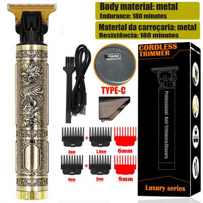 Dragon USB Vintage t9 0mm Hajvágó gép Trimmer For Man Elektromos Professzionális Hajvágó Barber Akkus szakáll Tondeuse