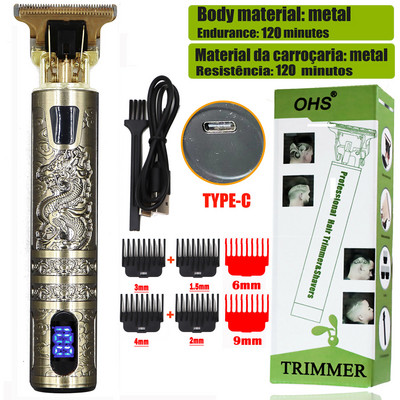 Dragon USB Vintage t9 0mm Hajvágó gép Trimmer For Man Elektromos Professzionális Hajvágó Barber Akkus szakáll Tondeuse