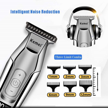 Kemei Professional Hair Clipper Beard Trimmer for Men Ρυθμιζόμενη ταχύτητα LED Digital Carving Clippers Electric Razor KM-5027