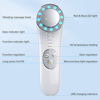 Μηχάνημα ανύψωσης προσώπου 7 σε 1 EMS Micro Current Galvanic Facial Massager Συσκευή σύσφιξης προσώπου Red and Blue Light Εργαλεία περιποίησης δέρματος