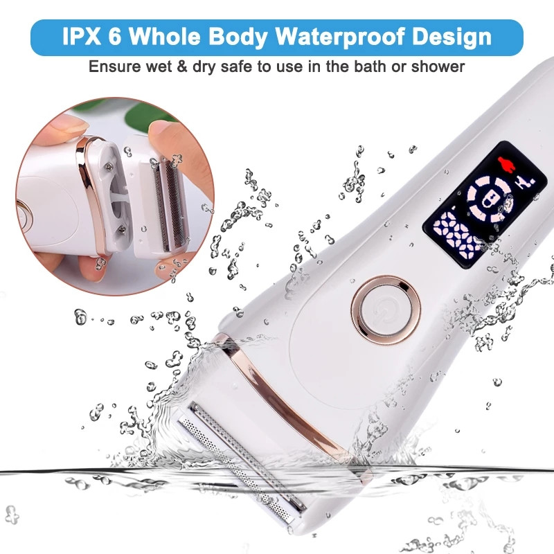 Električni brijač Bezbolni ženski brijač za žene Bikini trimer za cijelo tijelo Vodootporan USB punjenje LCD zaslon Mokro i suho korištenje