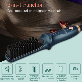 CkeyiN 220V Ionic Fast Heating Πολυλειτουργική βούρτσα μαλλιών Βούρτσα για μπούκλες μαλλιών 25mm Ισιωτικά χτένας μαλλιών Σίδερο για μπούκλες