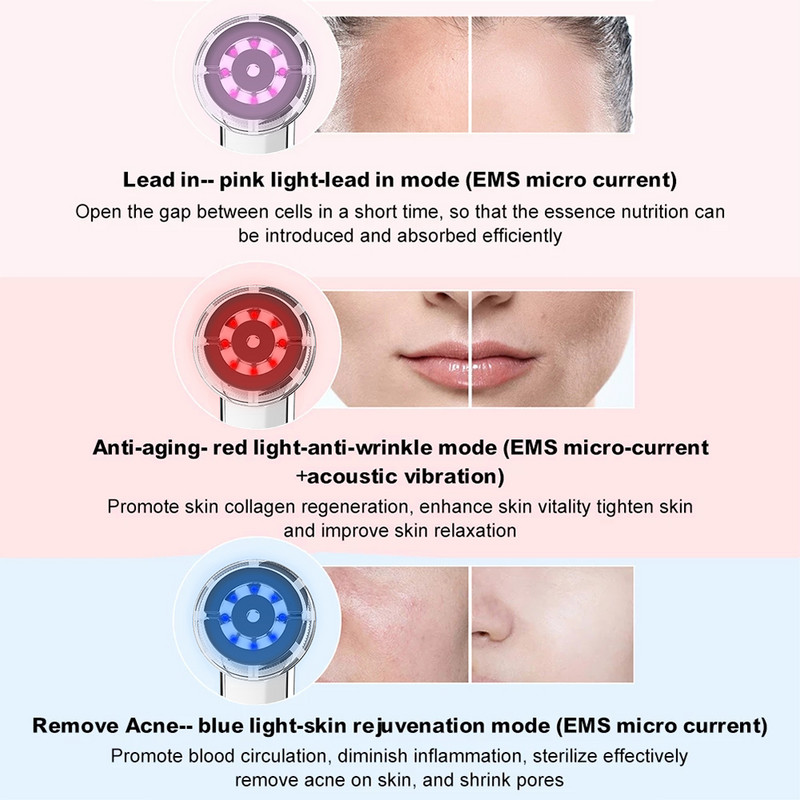 Arcmasszírozó Bőrfiatalítás Rádiós mezoterápia LED Arc lifting Beauty Vibrációs ránctalanítás Rádiófrekvenciás bőrápolás
