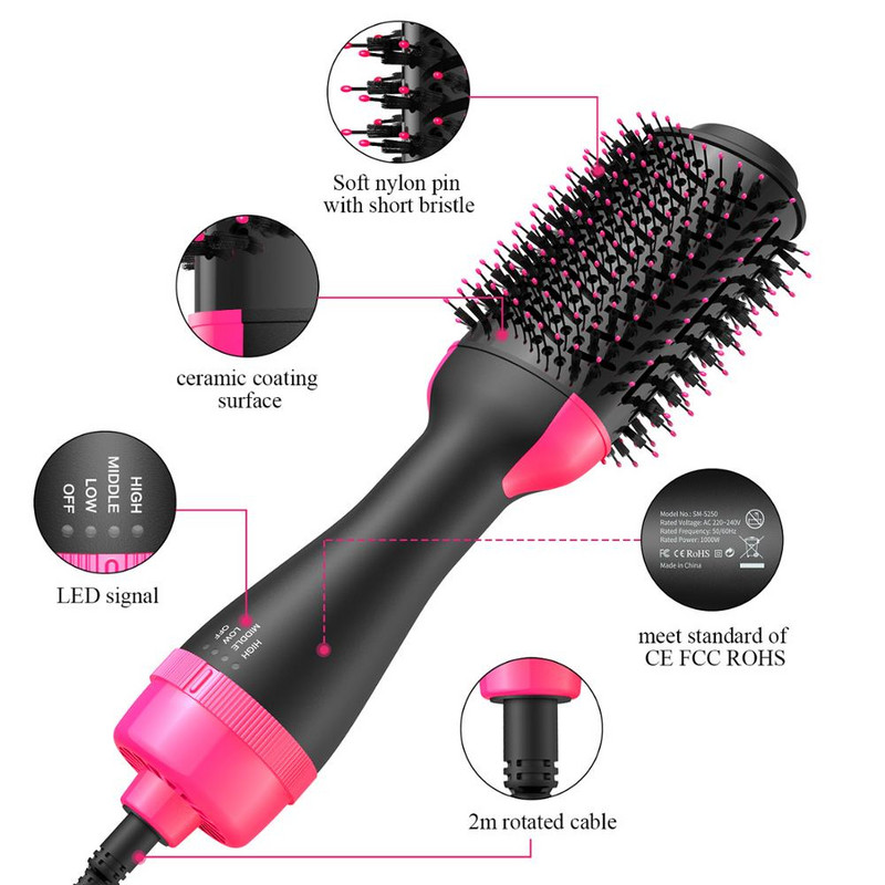 One Step Hajszárító Hot Comb Hajszárító Kefe Hajfúvóhoz Melegítő Hajkefe Styler Hajvasaló és Hajcsavaró 3 az 1-ben