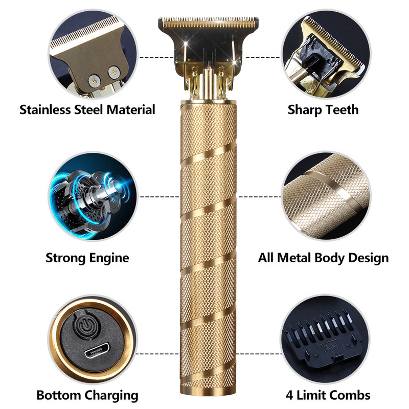 WEASTI Stroj za šišanje Profesionalni set Električni trimer Bežični brijač 0 mm Brijački stroj za rezanje za muškarce Punjiva britva