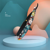 1 бр. Цветна професионална ръчна самобръсначка Straight Edge Неръждаема стомана Sharp Barber Razor Сгъваема ножица за бръснене на брада