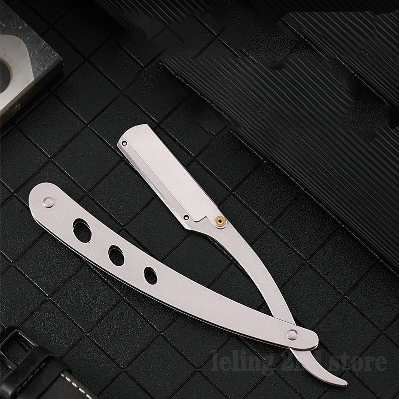 1 komad šarenog profesionalnog ručnog brijača s ravnim rubom od nehrđajućeg čelika, oštrog brijačkog brijača, sklopivog rezača za bradu