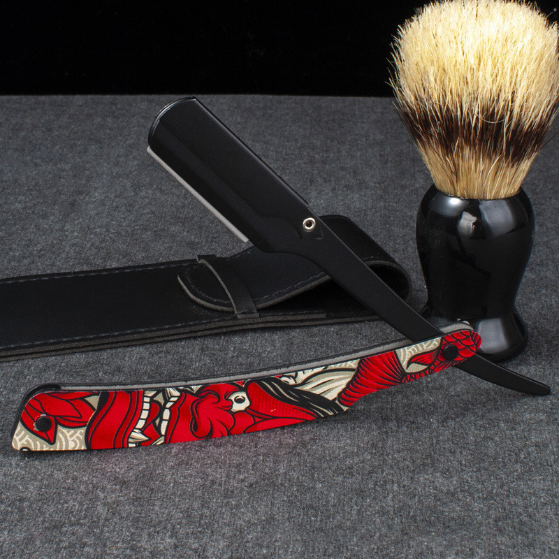 1 komad šarenog profesionalnog ručnog brijača s ravnim rubom od nehrđajućeg čelika, oštrog brijačkog brijača, sklopivog rezača za bradu