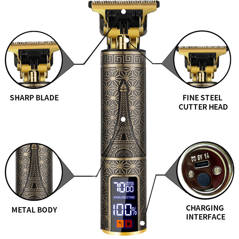 Ηλεκτρική κουρευτική μηχανή USB Επαναφορτιζόμενη ανδρική ξυριστική μηχανή κοπής Barber Professional Hair Clipper
