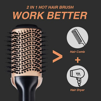 Βούρτσα πιστολάκι μαλλιών 3 σε 1 βούρτσα ζεστού αέρα Styler and Volumizer One Step Hair Blower Brush Ηλεκτρική χτένα ισιώματος μαλλιών