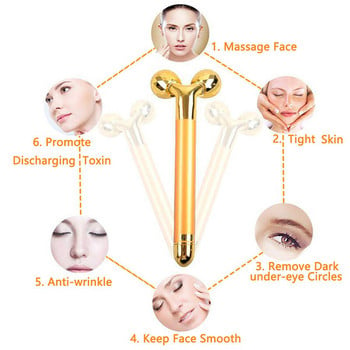 Μασάζ προσώπου για απώλεια βάρους Gold Vibrating Facial Beauty Roller Massager Stick Skin συσφιγκτικό Ιατρικά εργαλεία περιποίησης δέρματος προσώπου