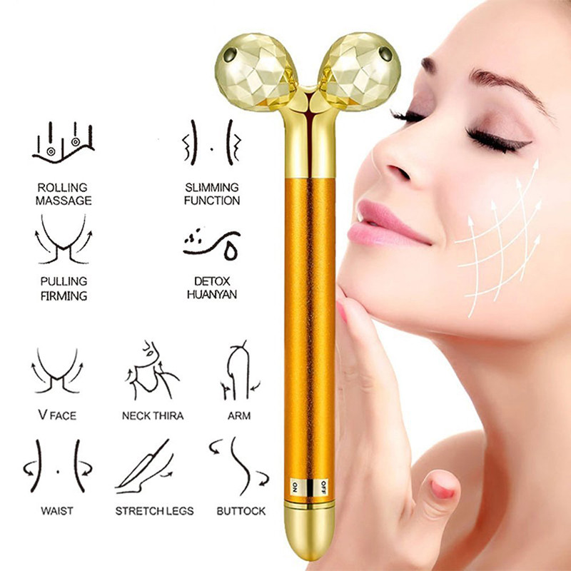 Fogyókúrás Arcmasszírozó Arany Vibráló Arc Beauty Roller Masszírozó Stick Bőrfeszesítő Orvosi arcbőrápoló eszközök