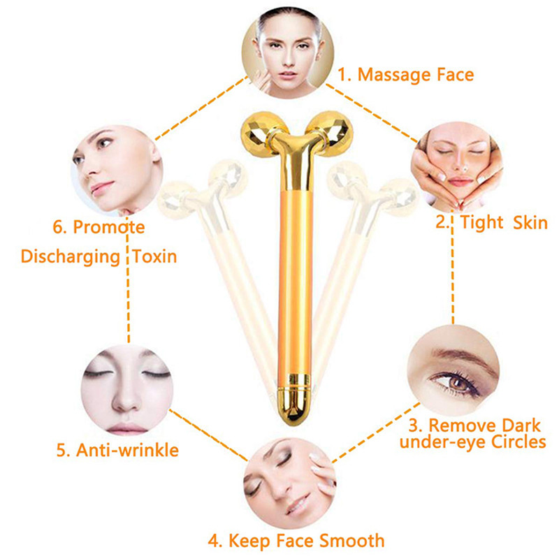 Fogyókúrás Arcmasszírozó Arany Vibráló Arc Beauty Roller Masszírozó Stick Bőrfeszesítő Orvosi arcbőrápoló eszközök