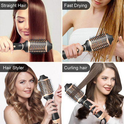 Στεγνωτήρας Μαλλιών Hot Air Brush Styler 1000W Volumizer Hair Straightener Comb 2 ΣΕ 1 Βούρτσα πιστολάκι με ηλεκτρική χτένα ιόντων ενός βήματος