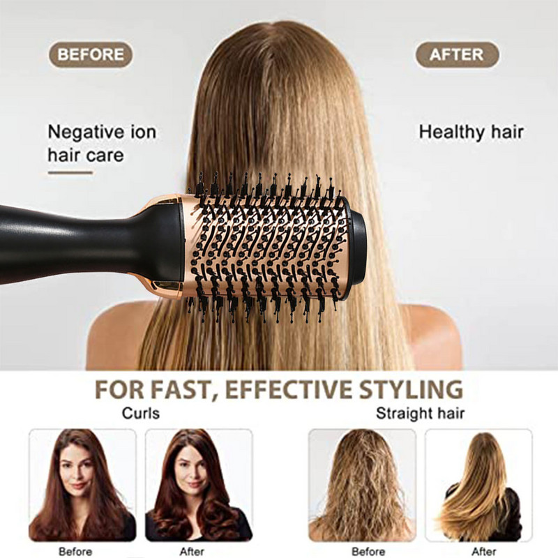 Utazási Hajszárító Kefe Styling Tool Negative Ionic Home Salon 3 az 1-ben Forró levegővel Elektromos a Kiegyenesített Göndörödés Volumerizáláshoz US Plug